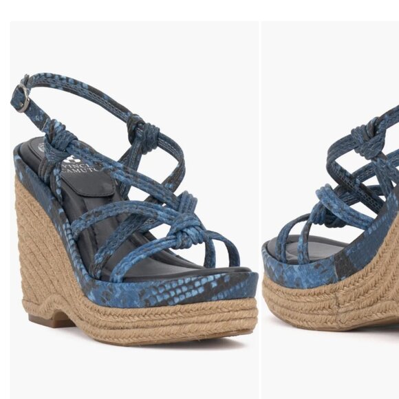 NEW VINCE CAMUTO Delyna Espadrille Wedge Sandals BLUE FOR WOMEN 123mn - Picture 1 of 12